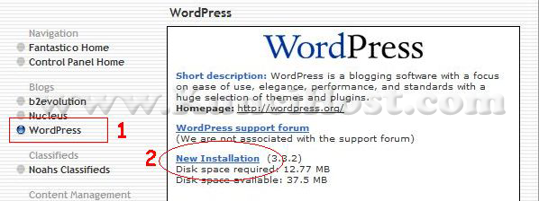 Cara Install WordPress dengan Fantastico