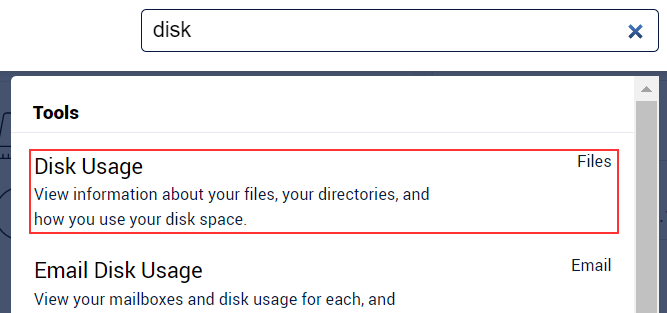 search box - disk usage