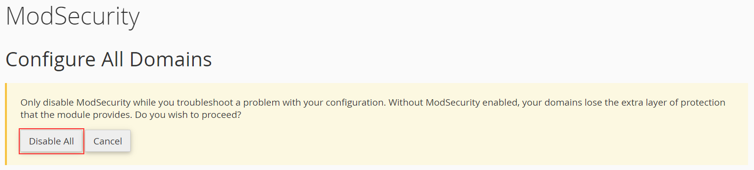 modsecurity - disable all